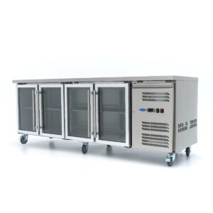Koelwerkbank - 223 cm - 4 Glazen Deuren