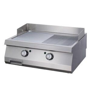 Heavy Duty Grillplaat - Half Gegroefd - Dubbel -70 cm Diep - Elektrisch