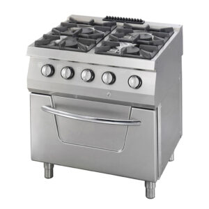 Heavy Duty Fornuis - 4 Pitten - Dubbel - 70 cm Diep - 37 kW - Gas incl. Oven