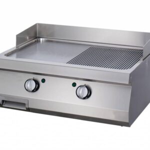Heavy Duty Grillplaat - Half Gegroefd Chroom - Dubbel - 70 cm Diep - Gas