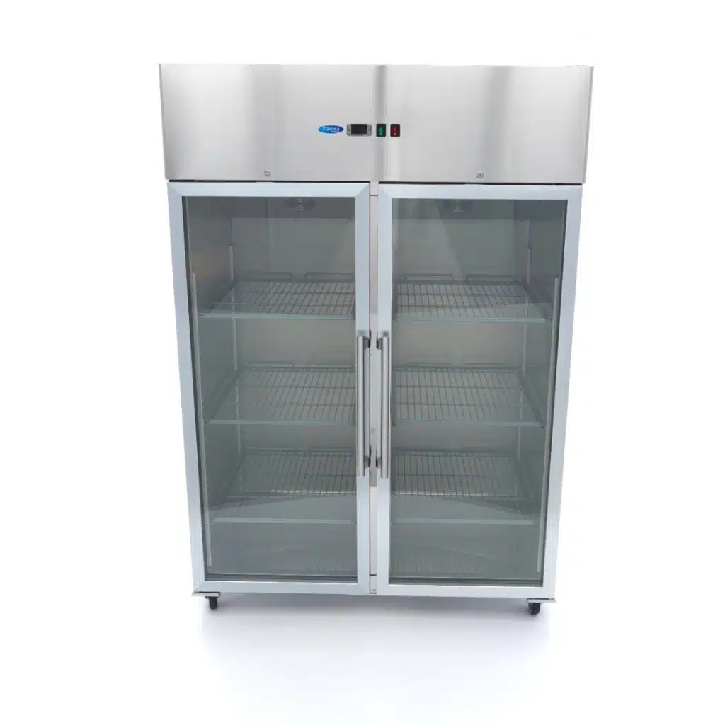 Koelkast - 1200 L - 6 Verstelbare Roosters (2/1 GN) - Rvs - met Glazen Deur - Afbeelding 2