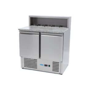 Pizzawerkbank - 90 cm - 2 Deuren - 5 x 1/6 GN - incl. RVS Afdekking